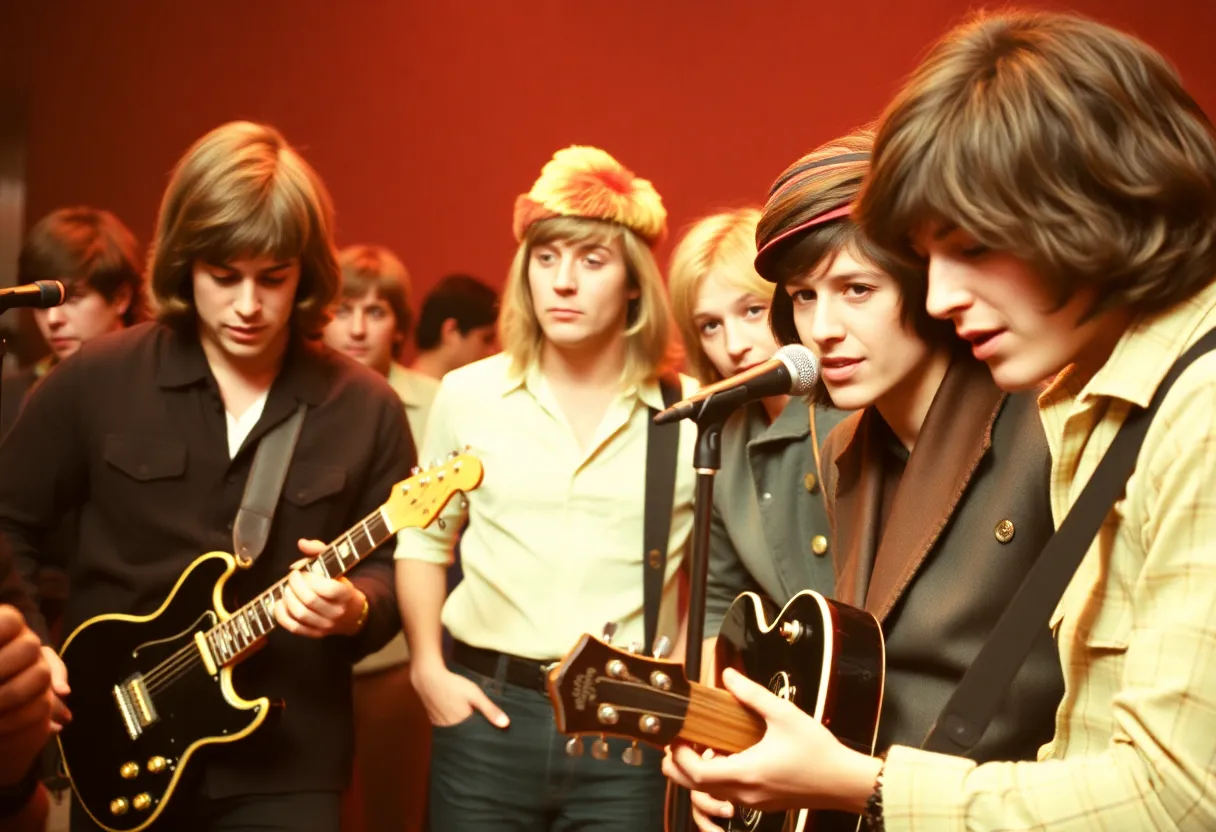 Photographs showcasing legendary rock musicians from the 1960s