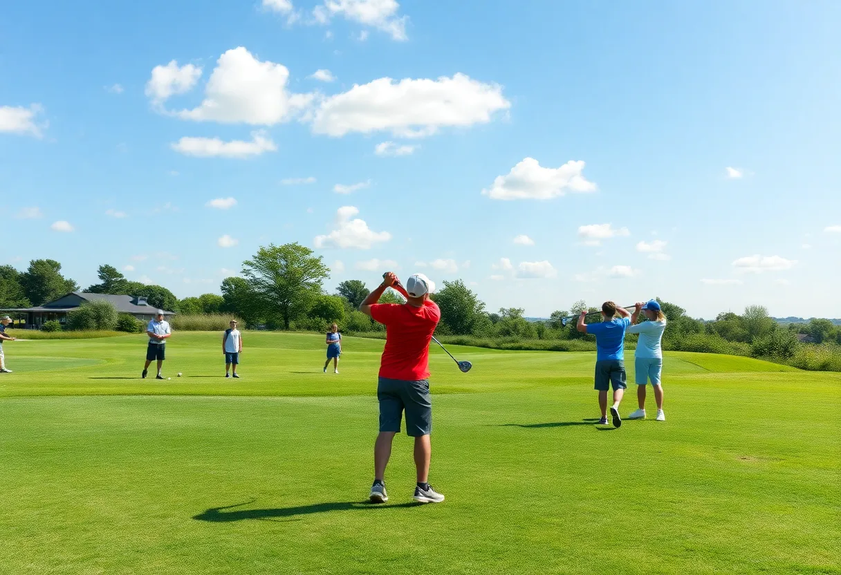 High school golfers on the course during the opening day of the season