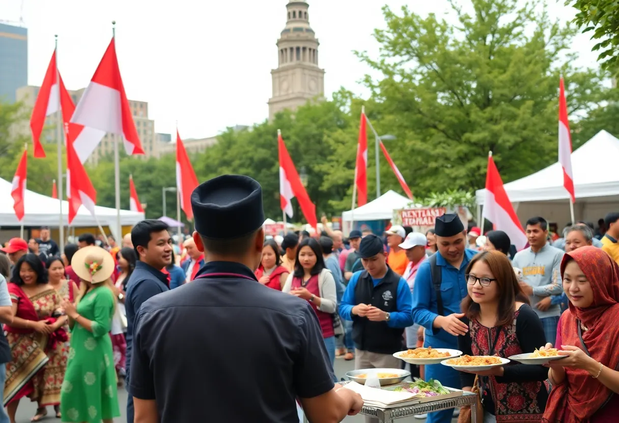 Indonesian flag raising ceremony at Boston City Hall