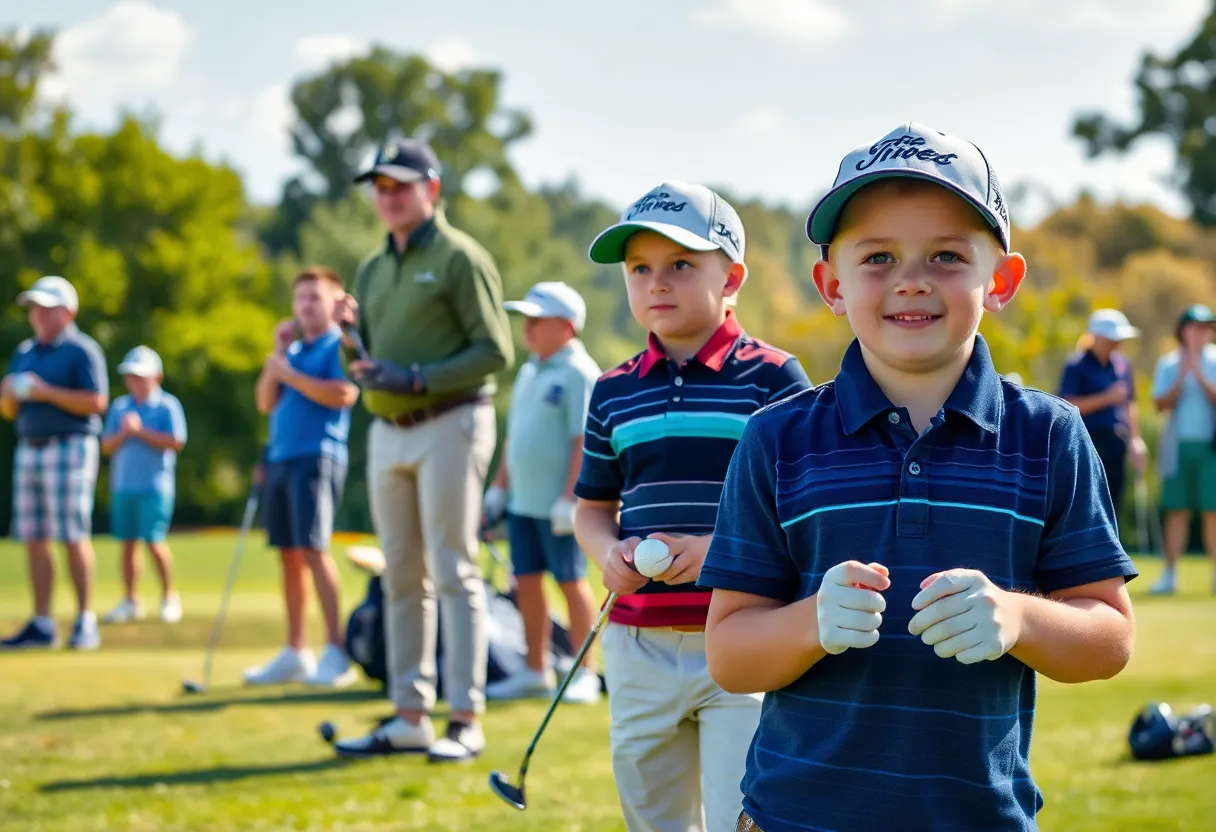 Young golfer playing on the golf course