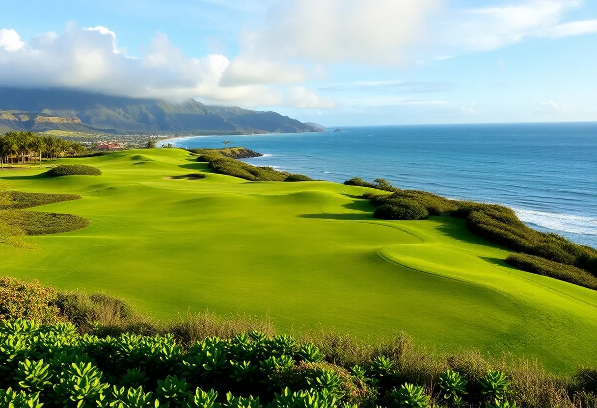 Beautiful landscape of Kapalua Golf Course in Maui