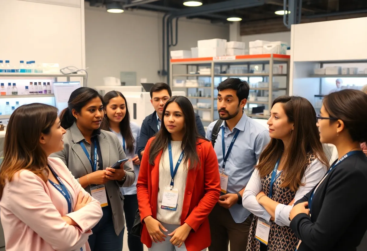 Entrepreneurs at the Nucleate Alumni Summit discussing life sciences innovations.