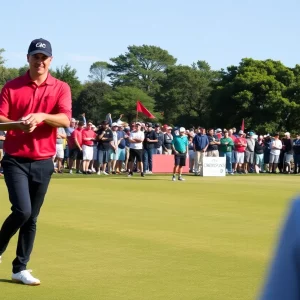 Players competing at a LIV Golf tournament