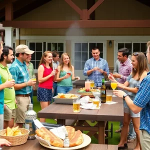 Alumni enjoying a barbecue at the Lowell High School reunion