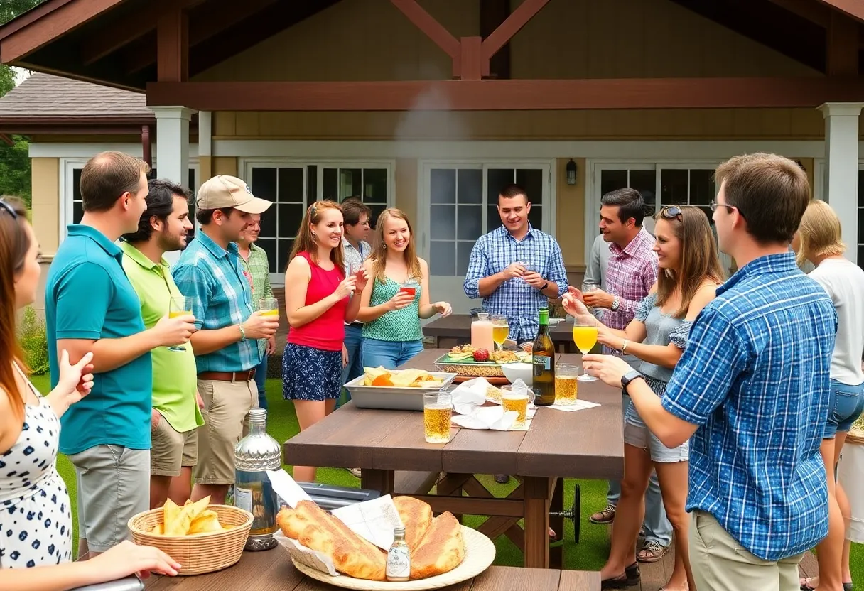 Alumni enjoying a barbecue at the Lowell High School reunion