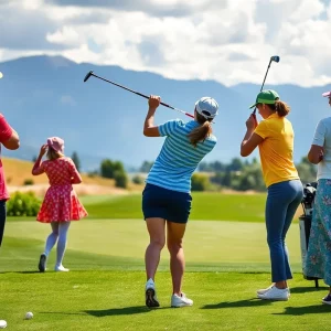 Women golfers competing in the LPGA Tour 2025 tournament