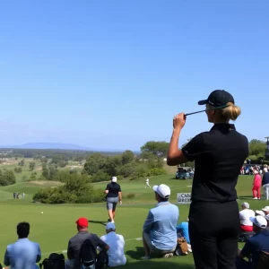 Players competing in an LPGA golf tournament.