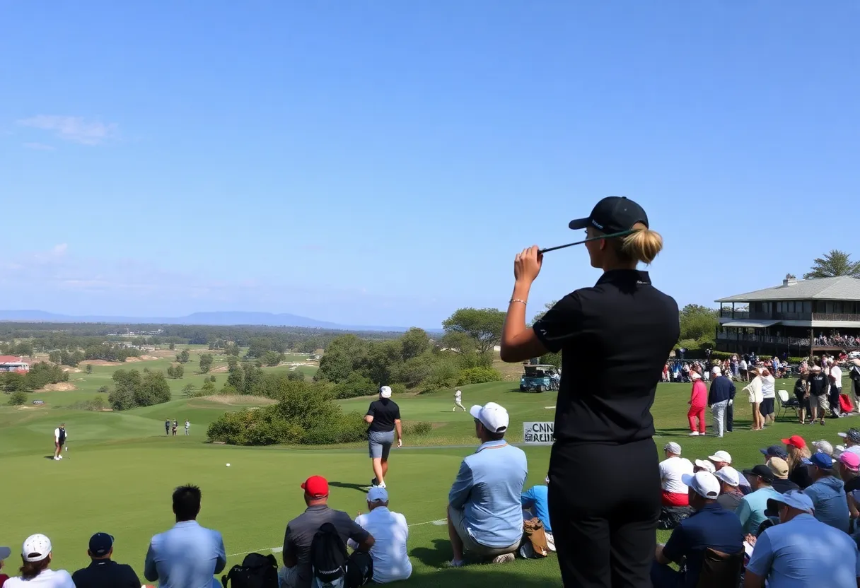 Players competing in an LPGA golf tournament.
