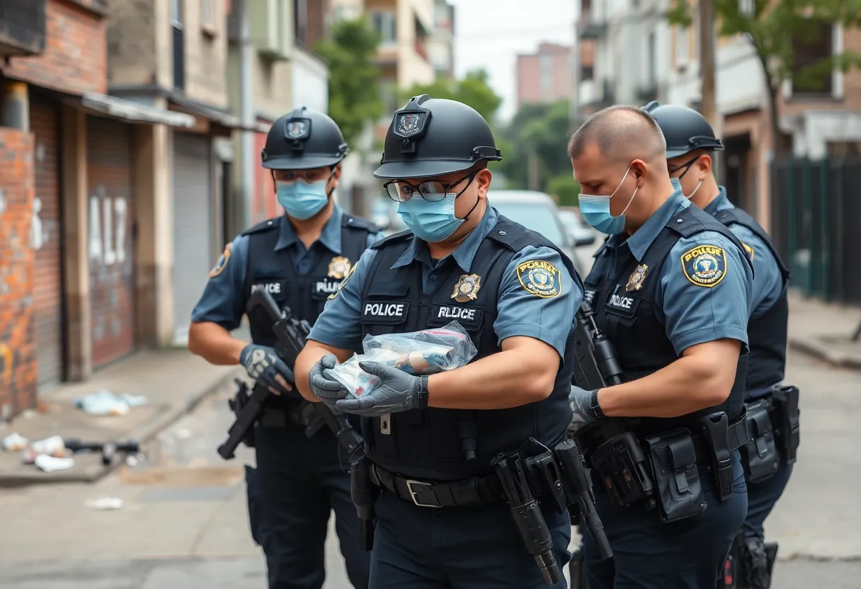 Law enforcement seizing drugs during a drug trafficking investigation