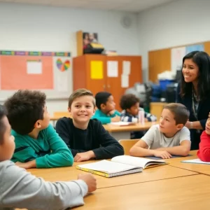 Engaged students learning in a Massachusetts classroom