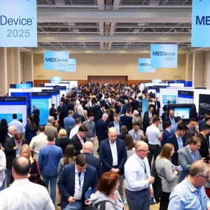 Conference attendees networking at MEDevice Boston 2025