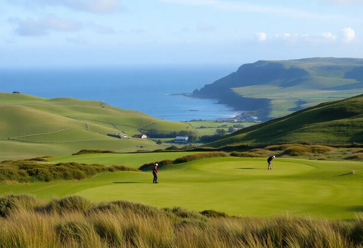 Golfers playing at Bandon Dunes during the U.S. Women’s Amateur Championship