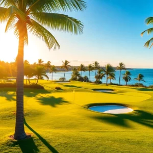 Beautiful golf course at Trump National Doral during sunrise