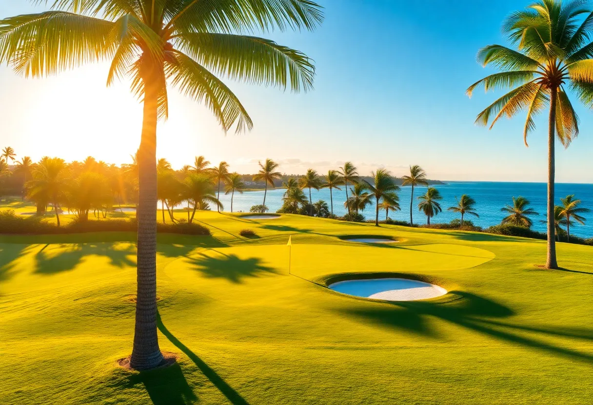 Beautiful golf course at Trump National Doral during sunrise