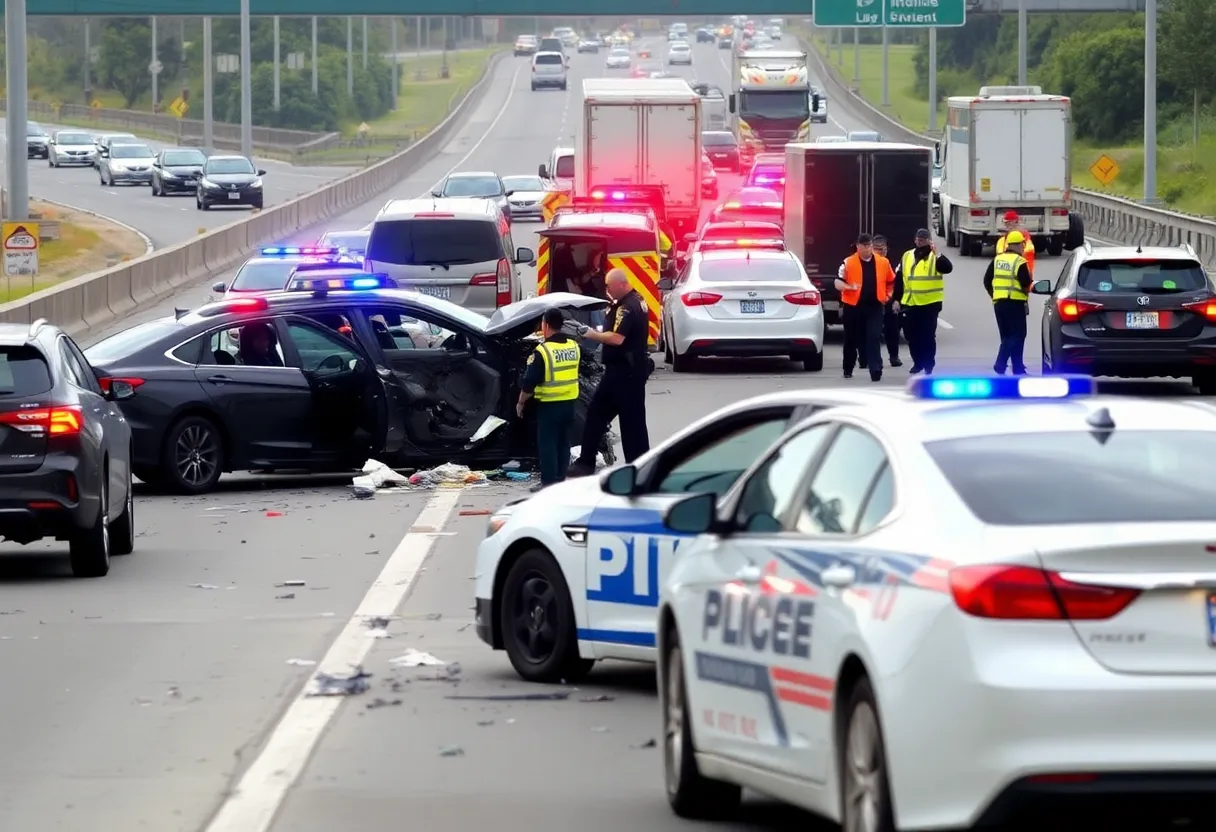 Multi-car crash on Route 1, emergency responders present