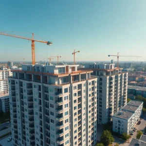 A multifamily housing complex under construction in Massachusetts