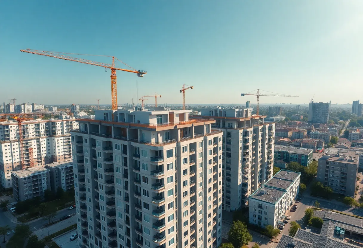 A multifamily housing complex under construction in Massachusetts
