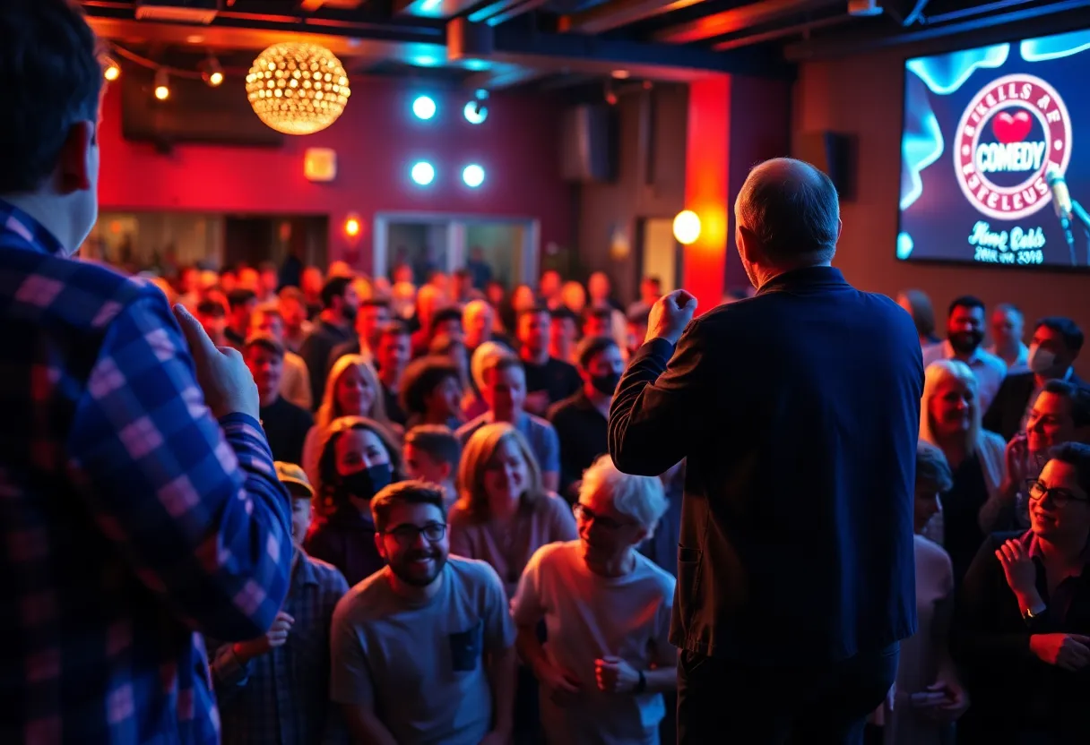 Audience enjoying Nate Bargatze's comedy performance at TD Garden.