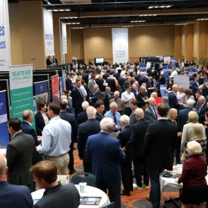 Attendees at the NCSL Summit in Boston engaging in discussions