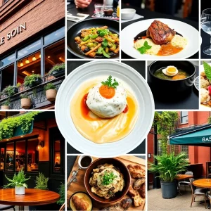 Collage of dining experiences in Boston