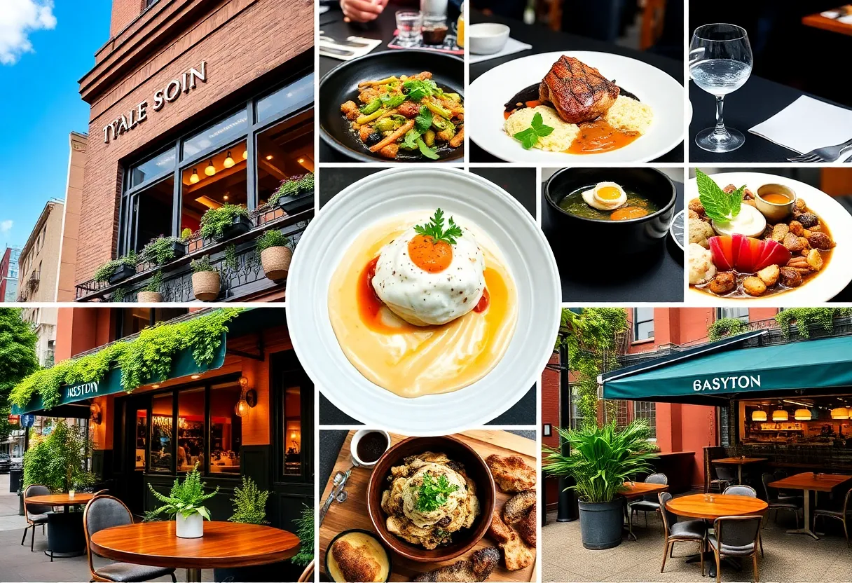 Collage of dining experiences in Boston