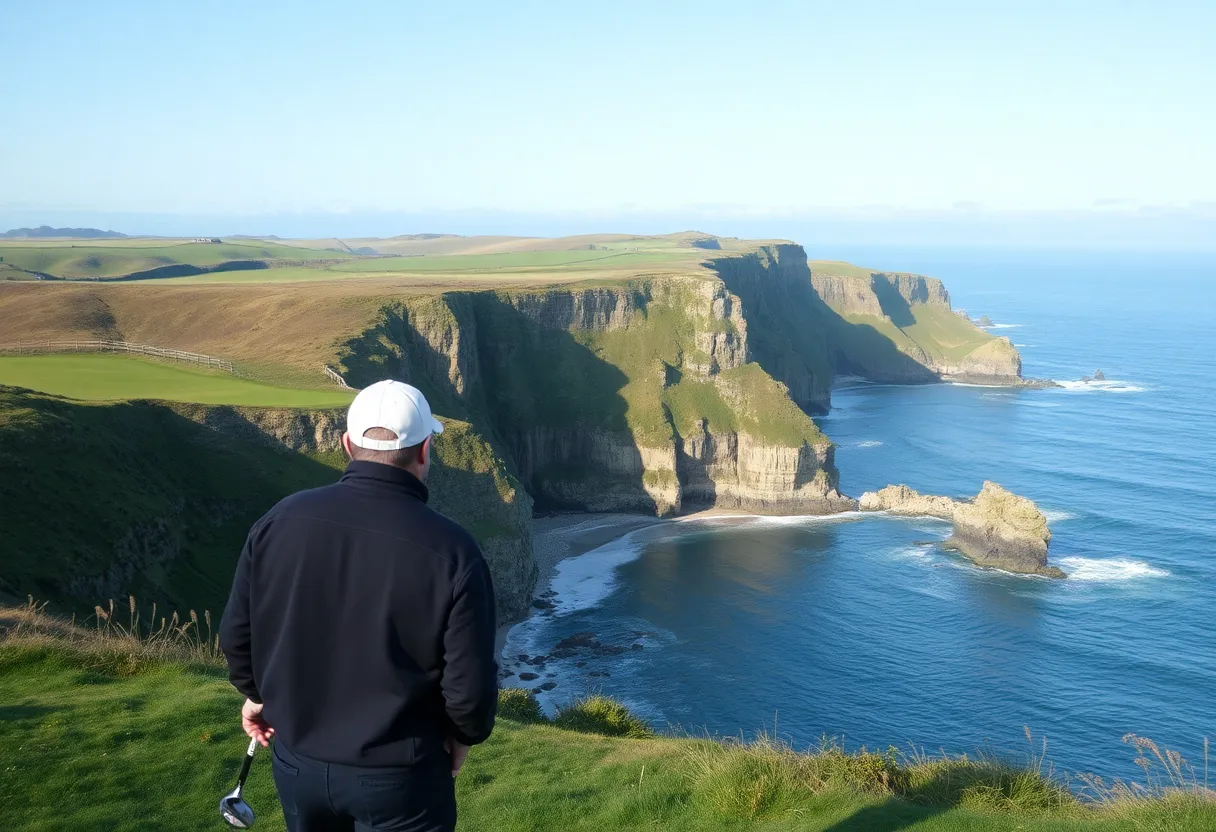 Golf course in North East England overlooking the coastline