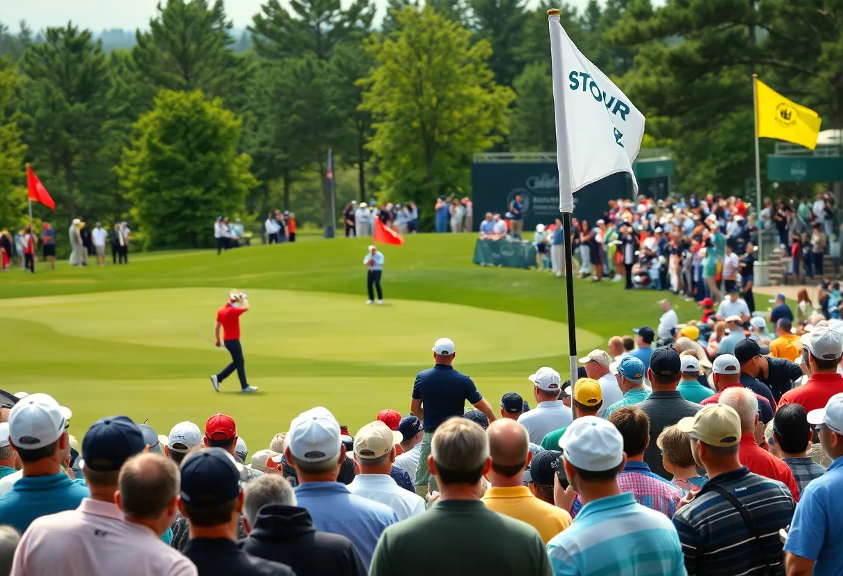 Professional golfers competing during a PGA Tour event