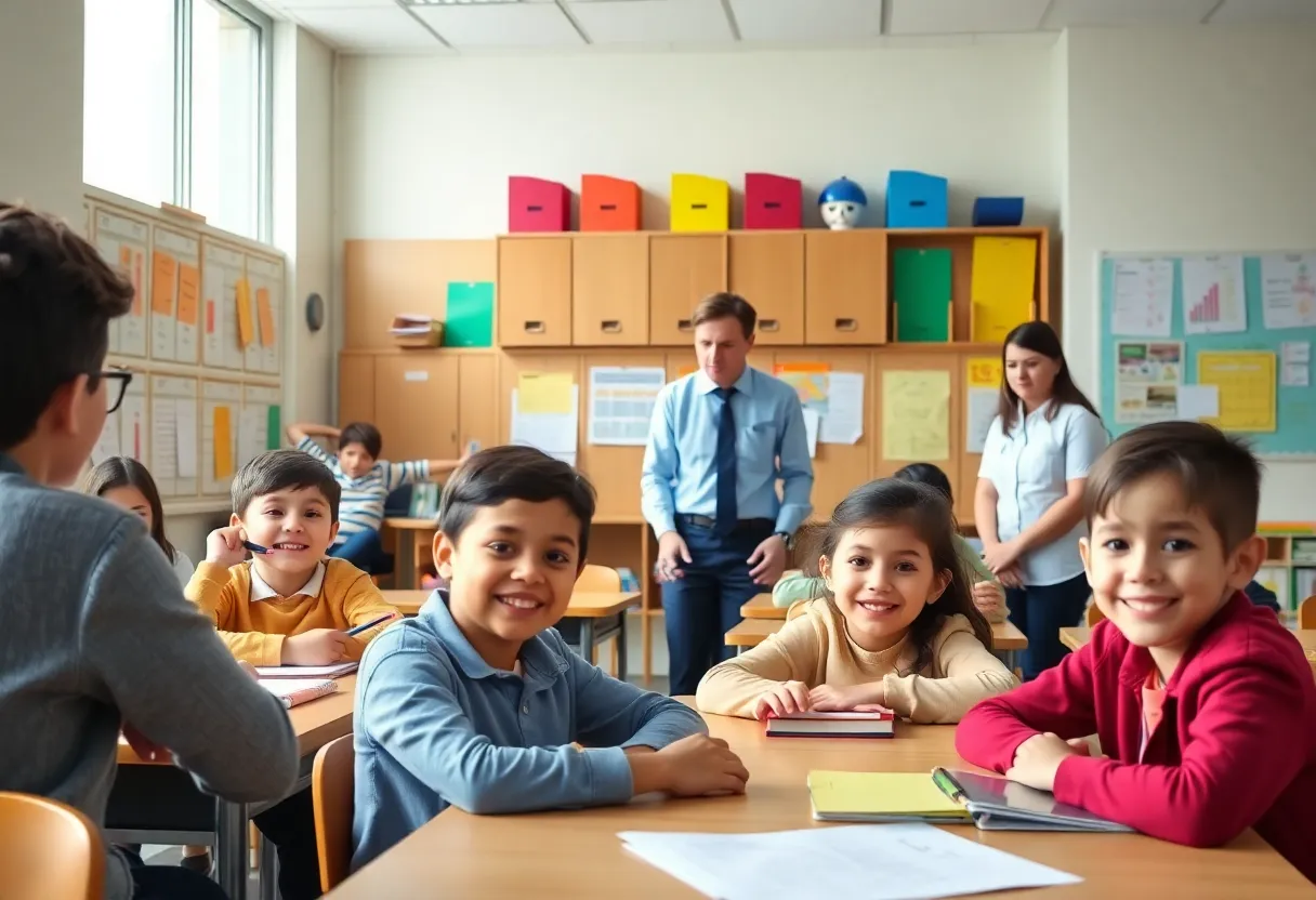Engaged students in a private school classroom