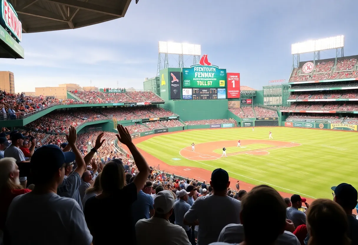 Game scene between Boston Red Sox and Pittsburgh Pirates at Fenway Park