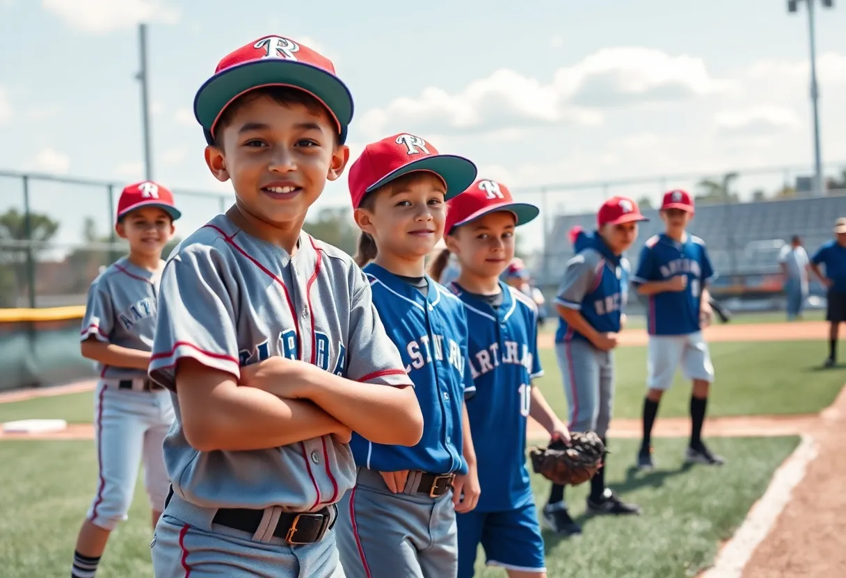 Young baseball players training on the field, representing the Red Sox farm system