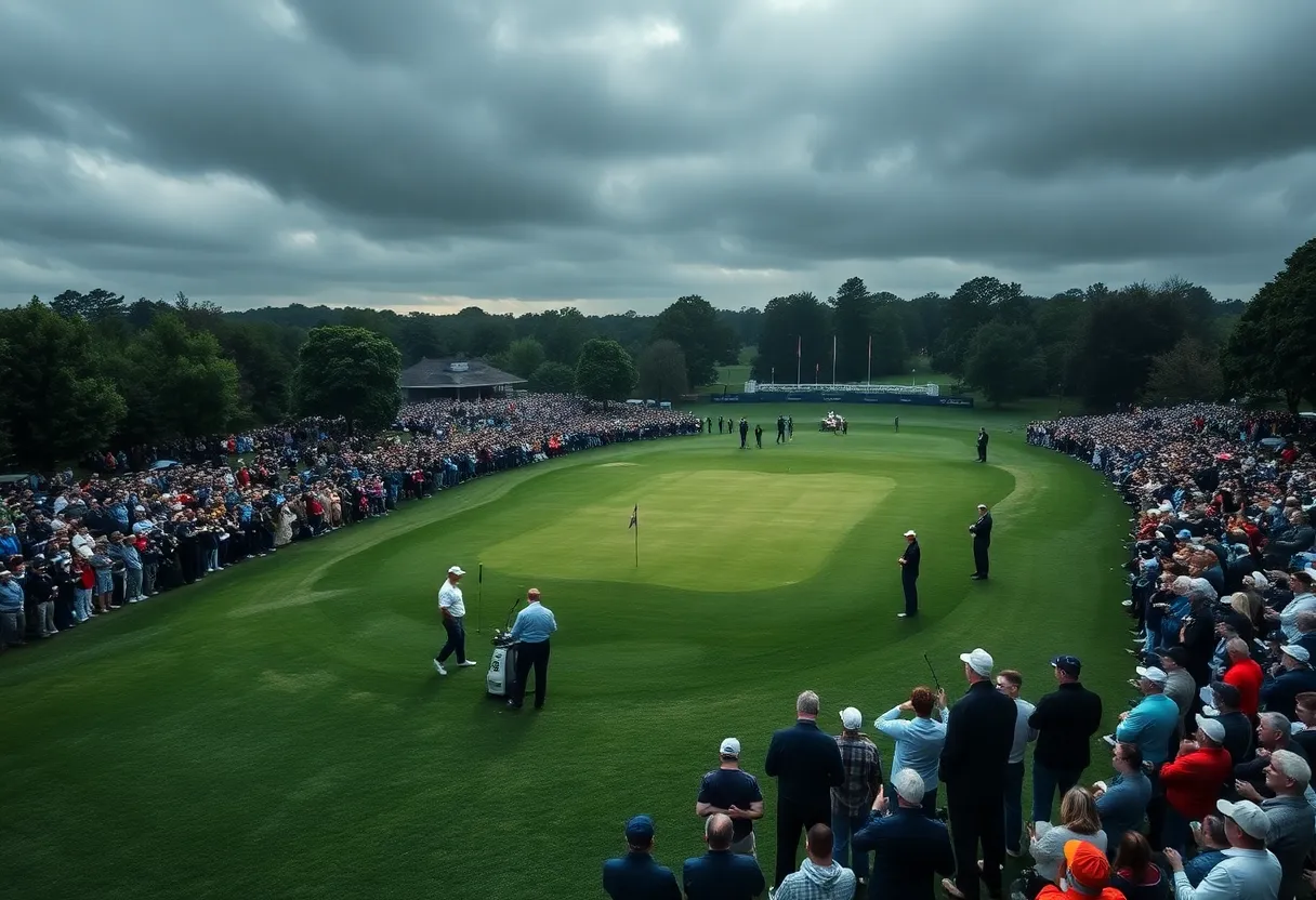 A crowd at Bethpage Black Golf Course awaiting Ryder Cup team picks