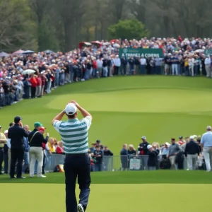 Crowds and players at the Ryder Cup at Bethpage Black