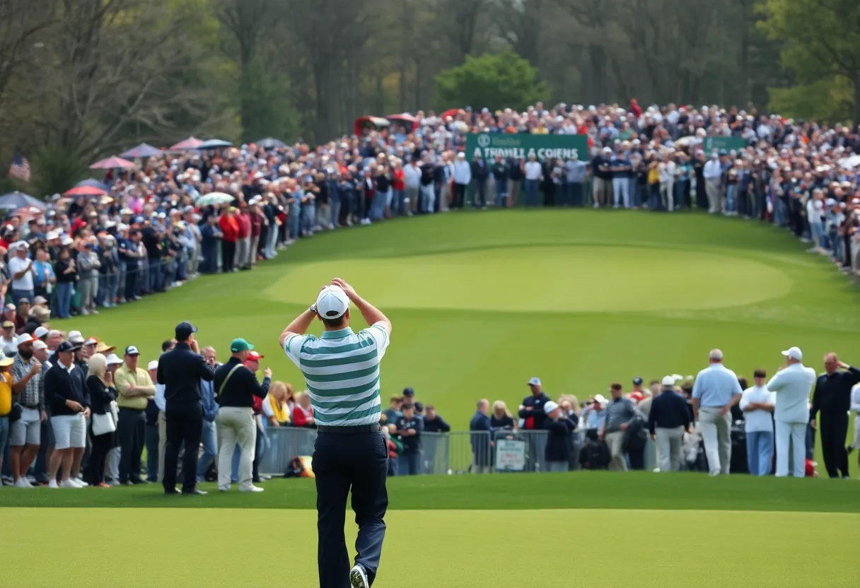 Crowds and players at the Ryder Cup at Bethpage Black