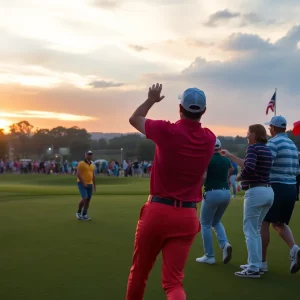 Golf players competing in a Ryder Cup match.