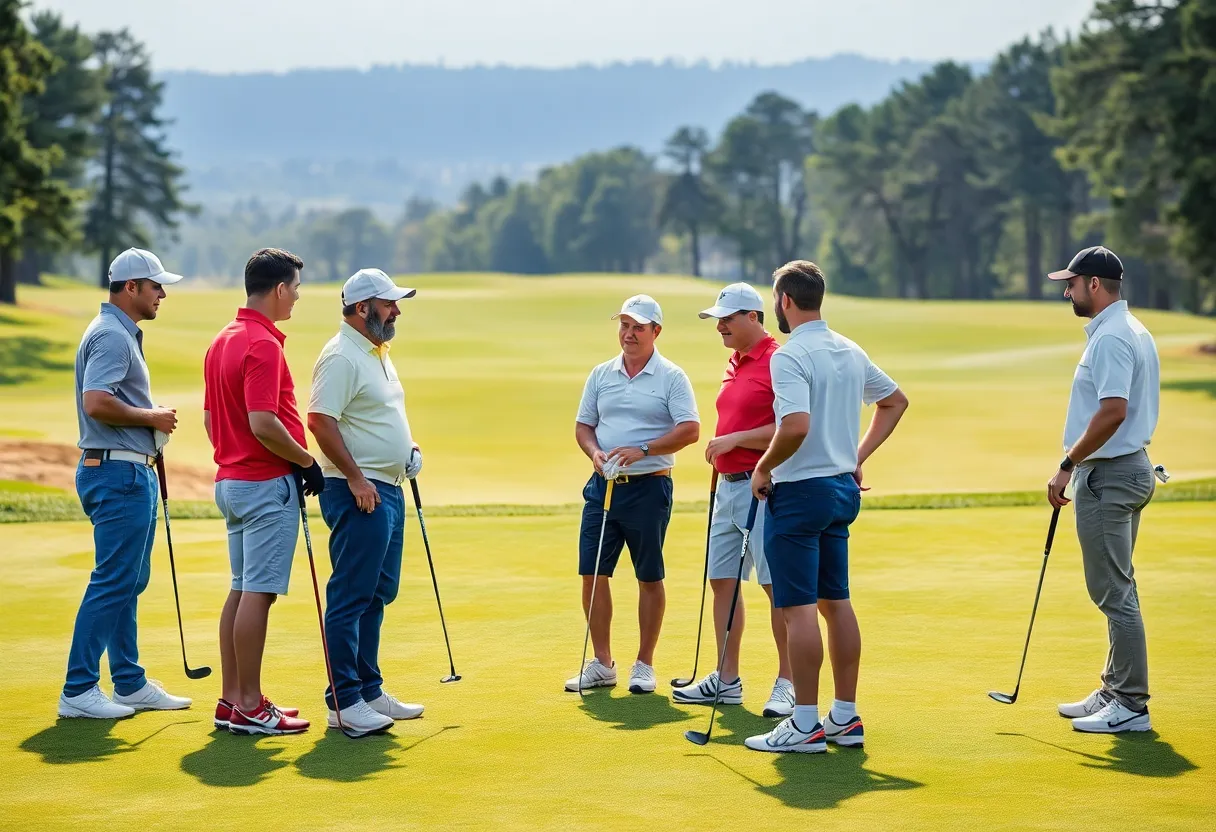 2025 Ryder Cup team golfers on the green