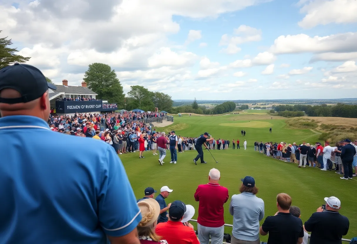 Teams competing at the Ryder Cup on a golf course