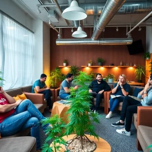 A group of people enjoying cannabis in a social setting