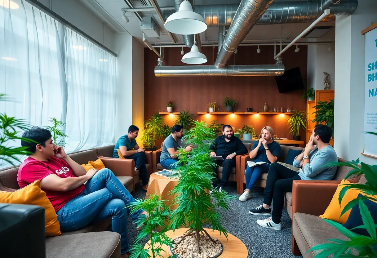 A group of people enjoying cannabis in a social setting
