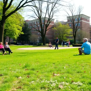 Families enjoying a park in South Boston amid concerns about safety due to drug use