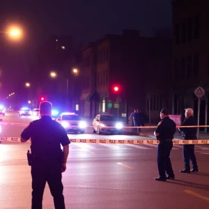 Police lights flashing at a shooting scene in South End, Boston