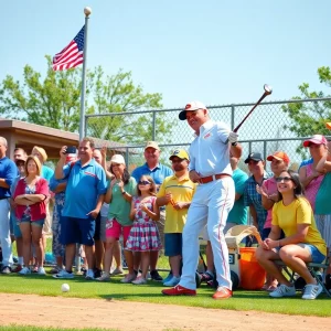 A vibrant scene from Stamford's local sports events with baseball and golf activities.