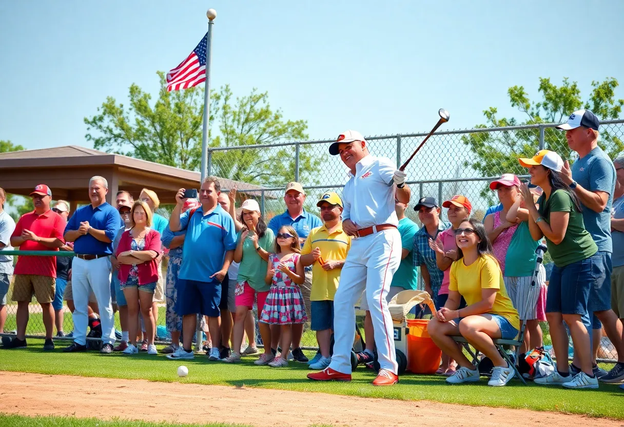 A vibrant scene from Stamford's local sports events with baseball and golf activities.