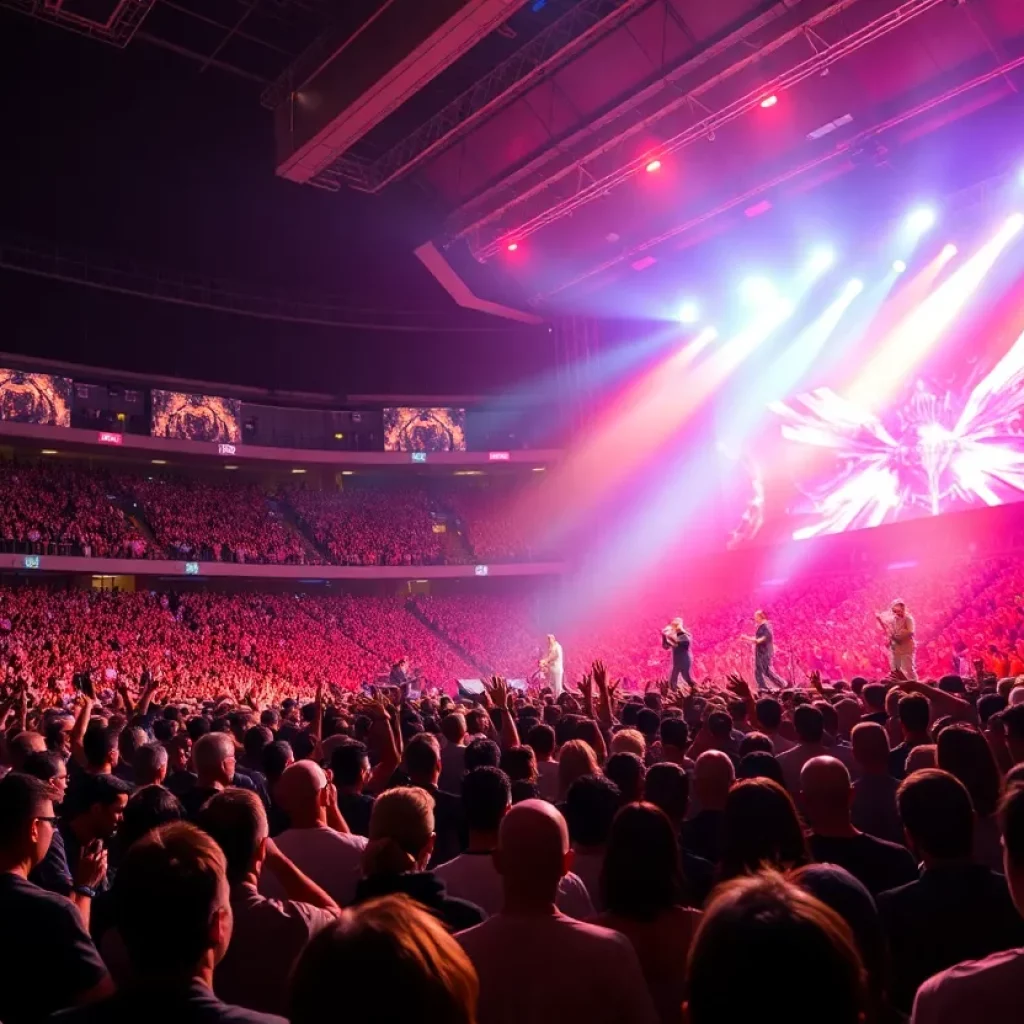 Concert at Fenway Park showcasing The Who performing live