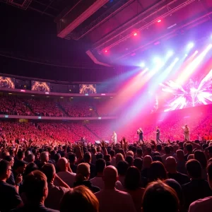 Concert at Fenway Park showcasing The Who performing live