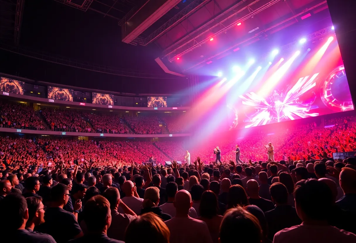 Concert at Fenway Park showcasing The Who performing live