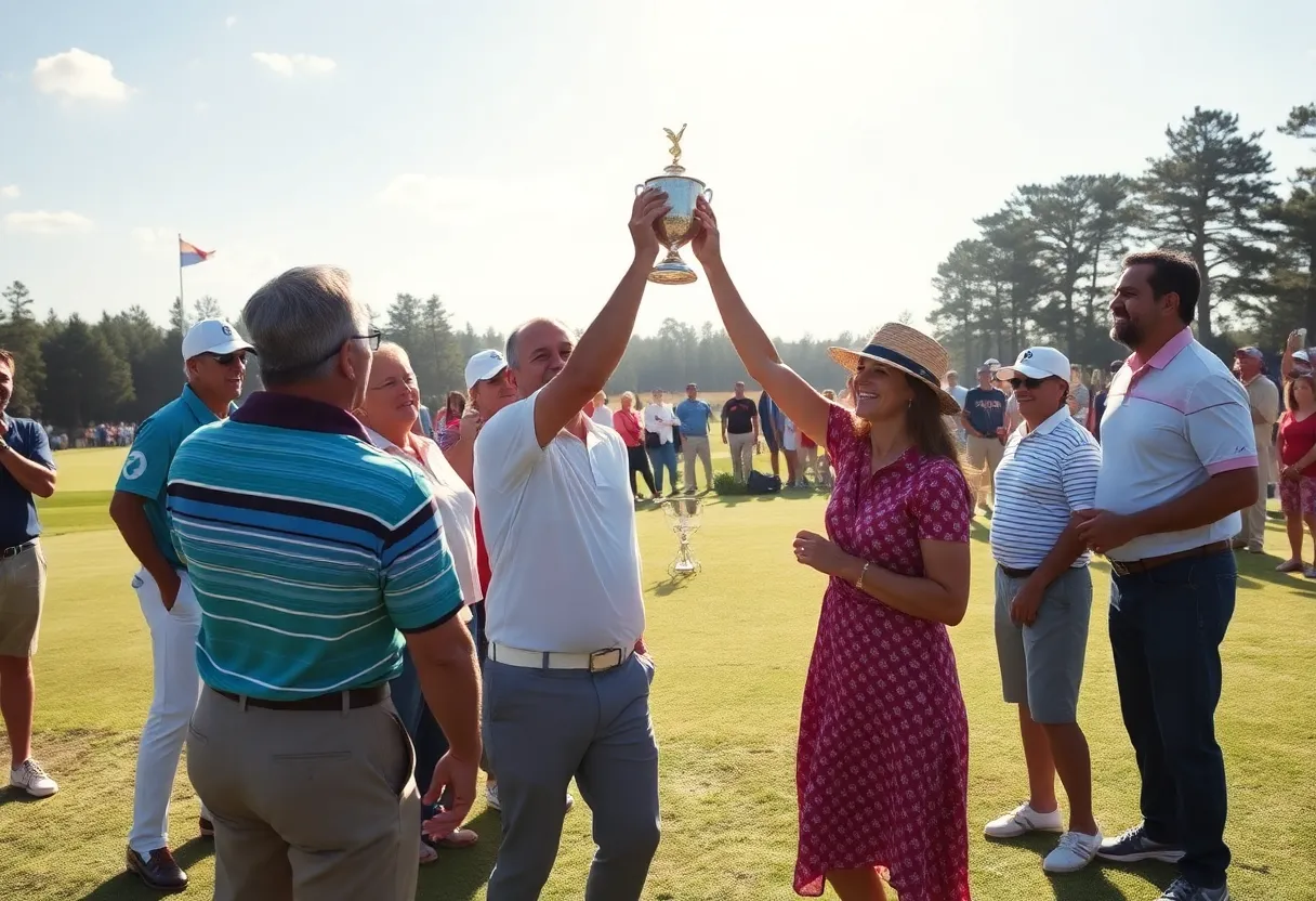 Tommy Fleetwood celebrating his PGA Tour victory at East Lake Golf Club