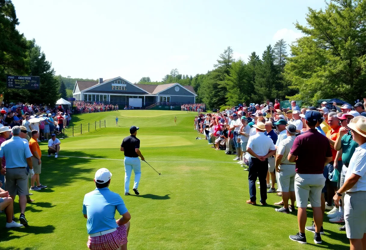 Golf championship at TPC Boston with players and fans
