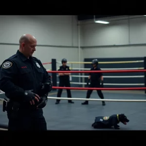 Police training facility with boxing ring