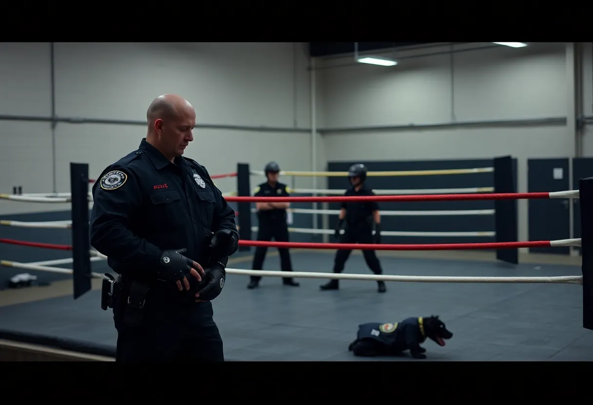 Police training facility with boxing ring