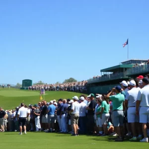 Fans celebrating at the US Open Golf Tournament